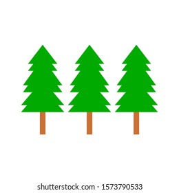 green pile trees on white background. vector illustration