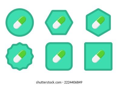 Green Pill Kapsel, Medicine, Vektormarkensymbole grünen Stil. Pill Kapselsymbol Set.
