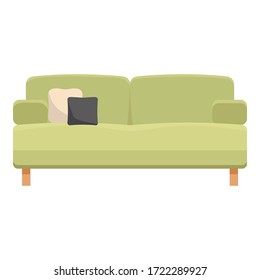 Icono de sofá suave de almohada verde. Dibujo de almohada verde sofá blando icono vectorial para el diseño web aislado en fondo blanco