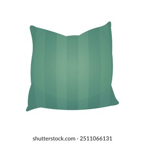 Um travesseiro verde com um padrão listrado exibido em um fundo branco ilustração vetor plana ideal para decoração de casa e design de interiores para complementar vários estilos