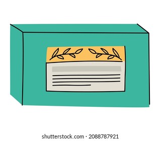 green pills box over white