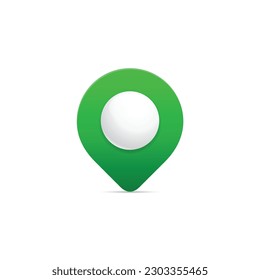 Green pin for marking location. User interface for navigation systems and maps in digital form. Vector illustration.