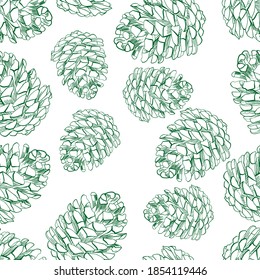 Green pine cones on a white background
