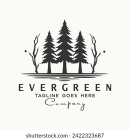 green pine forest logo design vector