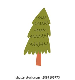 Green Pine hand drawn naive art