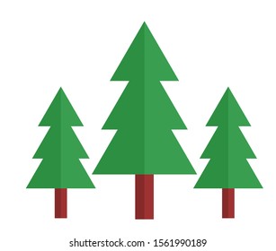 green pine tree cartoon doodle flat design style vector illustration