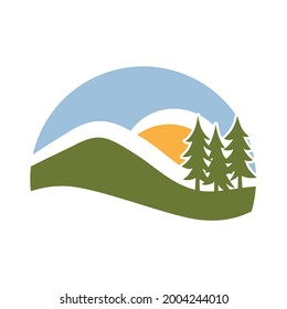 Green pine tree, graphic design element
