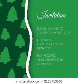 Green Pine Tree Invitation Design