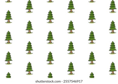 green pine tree seamless pattern on white background for christmas and nature decorative, merchandise.  green spruce vector seamless pattern background. seamless pattern of coniferous tree background