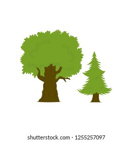 green pine tree and tree vector illustration