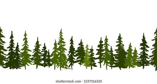 Watercolor Green Pine Trees Christmas New Stock Illustration 1220250364