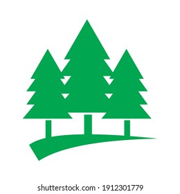 green pine trees logo icon template vector set