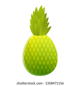 Green pineapple icon. Cartoon of green pineapple vector icon for web design isolated on white background