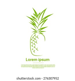 Green Pineapple Logo Draw Outline Icon Vector Illustration