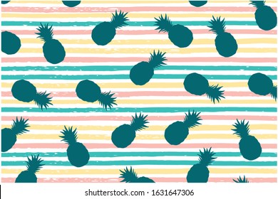 green pineapple pattern on pastel colorful background