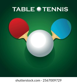 Green ping pong table. Table tennis banner, vector illustration