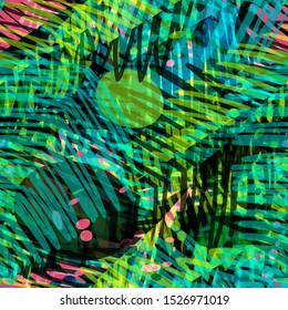 Green, pink and blue hand drawn strokes. Christmas tree effect. Seamless texture. Abstract vector background for web page, banners backdrop, fabric, home decor, wrapping, new years design