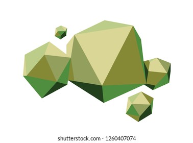 Green pink blue low poly clouds polygonal volumetric clouds