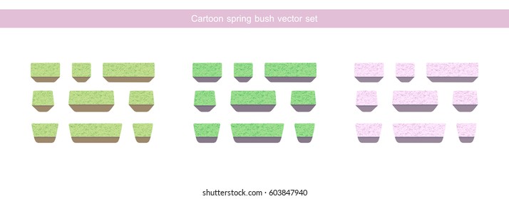 Green and pink bush vector set