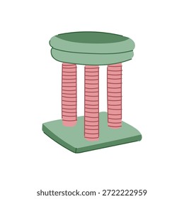 Puesto de rascado de gato verde y rosa y posa de juego que ofrece un lugar cómodo y designado para que los gatos trepen, rasquen, jueguen, descansen y mantengan las garras saludables en casa