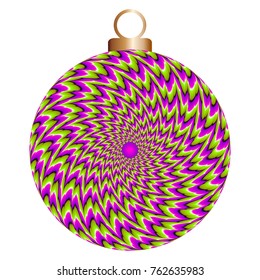 Green and pink christmas ball. Spin illusion.
