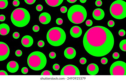 patrón de círculo verde y rosa sobre fondo negro