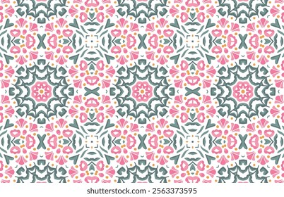 Green and Pink color floral design pattern