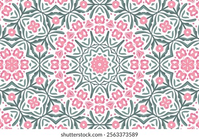 Green and Pink color floral pattern