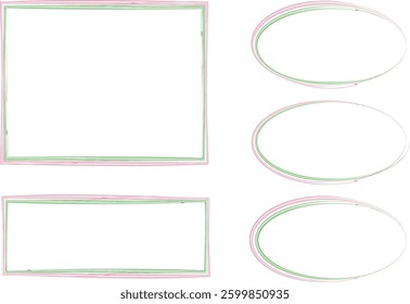 green pink colorful abstract frames shapes line art collection