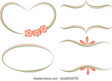 green pink colorful decorative outline art frames collection