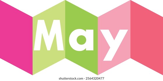 green and pink colors square shape with word may white color, isolated on white background.