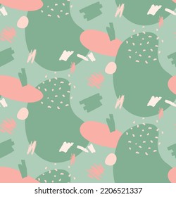 green pink doodle pattern seamless