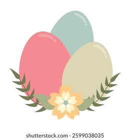 Green And Pink Eggs With Flower Decoration
