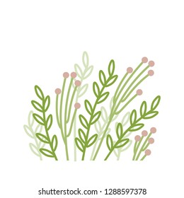 Green and pink floral elements