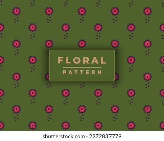 green and pink floral Seamless Pattern Background Design