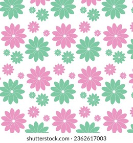 green and pink floral seamless pattern print 