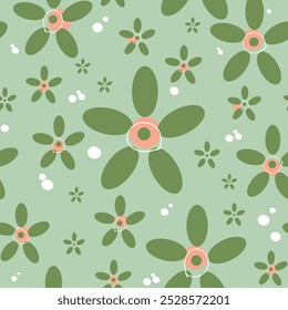 Green and pink flowers pattern