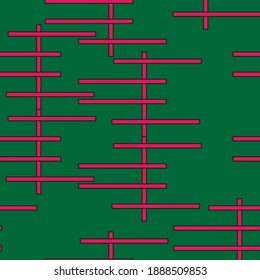 green and pink geometric rods seamless pattern