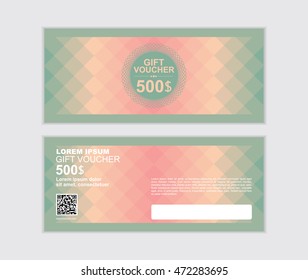 green and pink gift voucher vector design template 