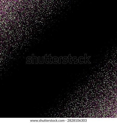 Green and pink glitter confetti scattered in opposite corners on a black background vector illustration. eps 10