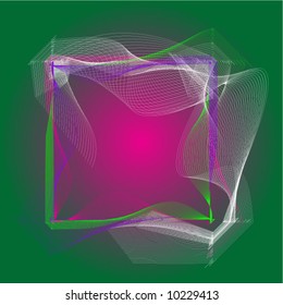 green and pink gradient with frame