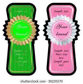 green and pink label set vector