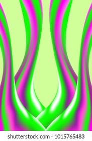 Green and Pink Mesh Waves in Holographic Style. Illustration. Futuristic Holography. Holographic Liquid for Banner, Brochure Design, Web, Cover. Futuristic Abstraction. Colorful Gel.