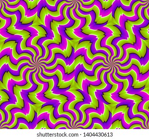 Green, pink and purple hexagons. Spin illusion. Seamless pattern.