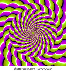 Green, pink and purple rings. Spin illusion.