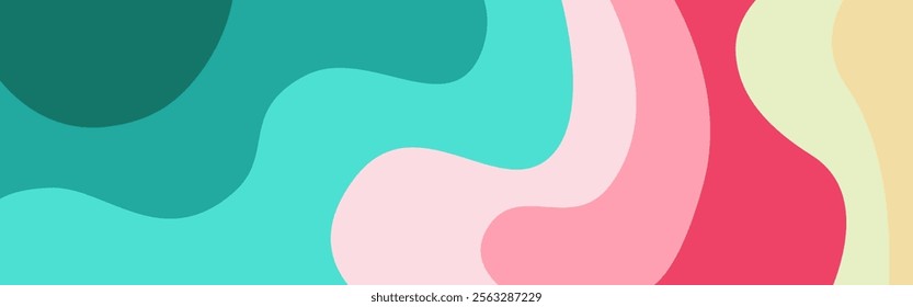 Green, pink, red and beige gradient background. organic shape. abstract background. vector geometric elements. Green, pink, red and beige wave background. colorful wallpaper.