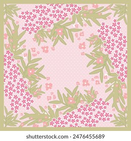 green and pink scarf with flower pattern design