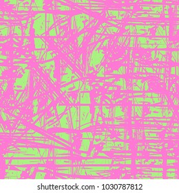 Green and pink seamless background. Grunge seamless pattern. Abstract vector layer for creating grunge textures and surfaces. Wiped, worn, scratched background. The surface of the old wall. EPS10
