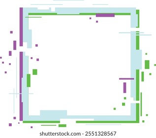 Ein grünes und rosafarbenes Quadrat mit weißem Hintergrund