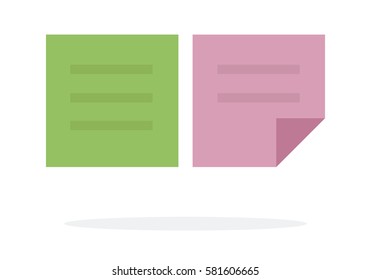 Green and pink stickers vector flat material design isolated on white